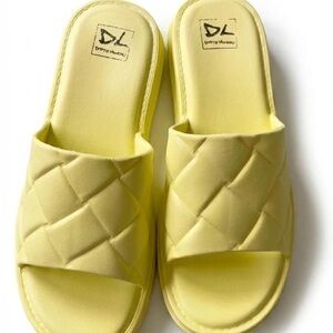 NEW Yellow Quilted Slide Sandals